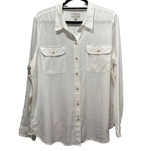 Lucky Brand White Lyocell Button-Down Shirt With Chest Pockets Size XL